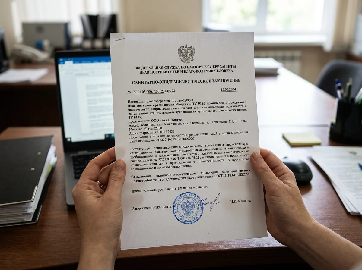 Санитарно-эпидемиологическое заключение Роспотребнадзора — официальный документ формата А4